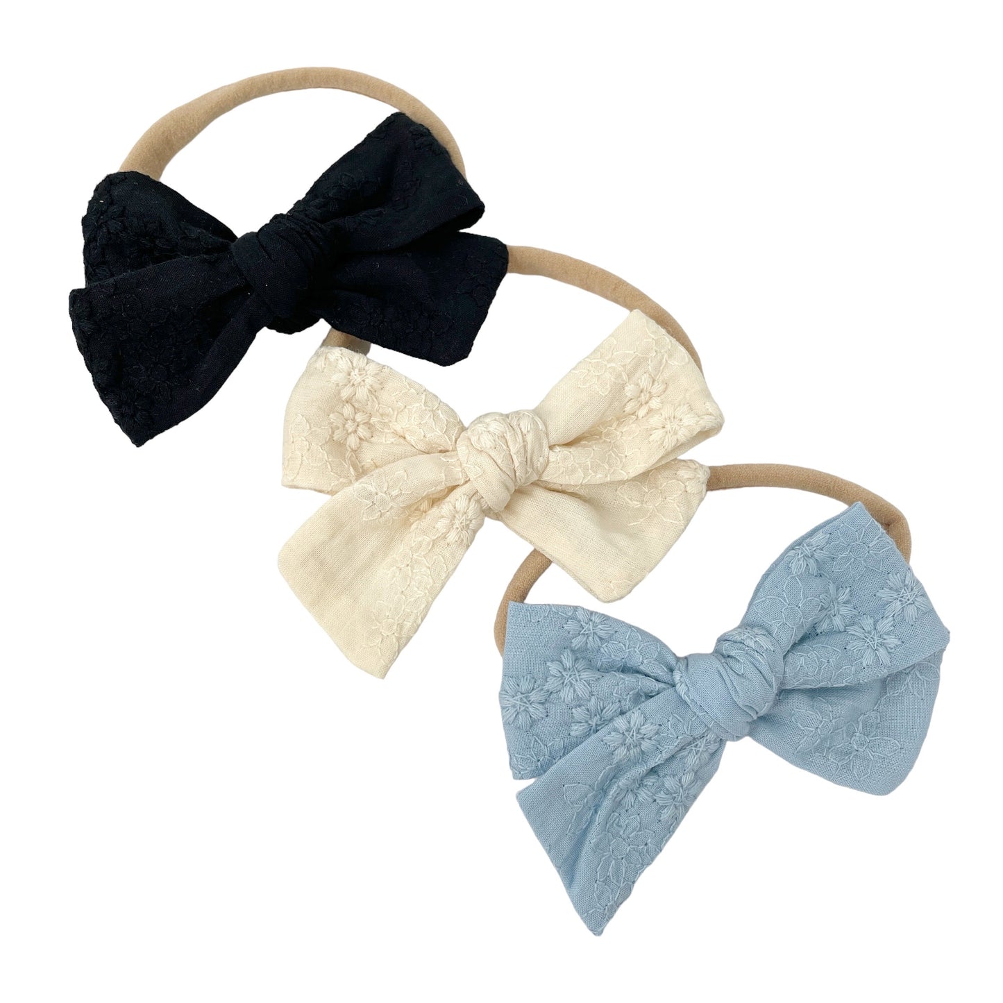 Embroidered Pinwheel Bow