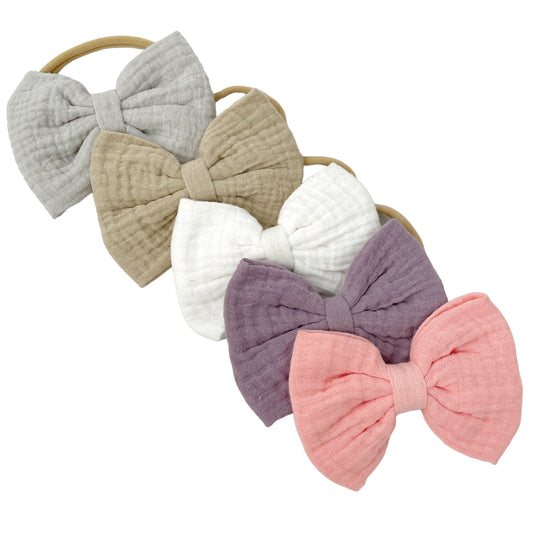 Muslin Pinch Bow Headband