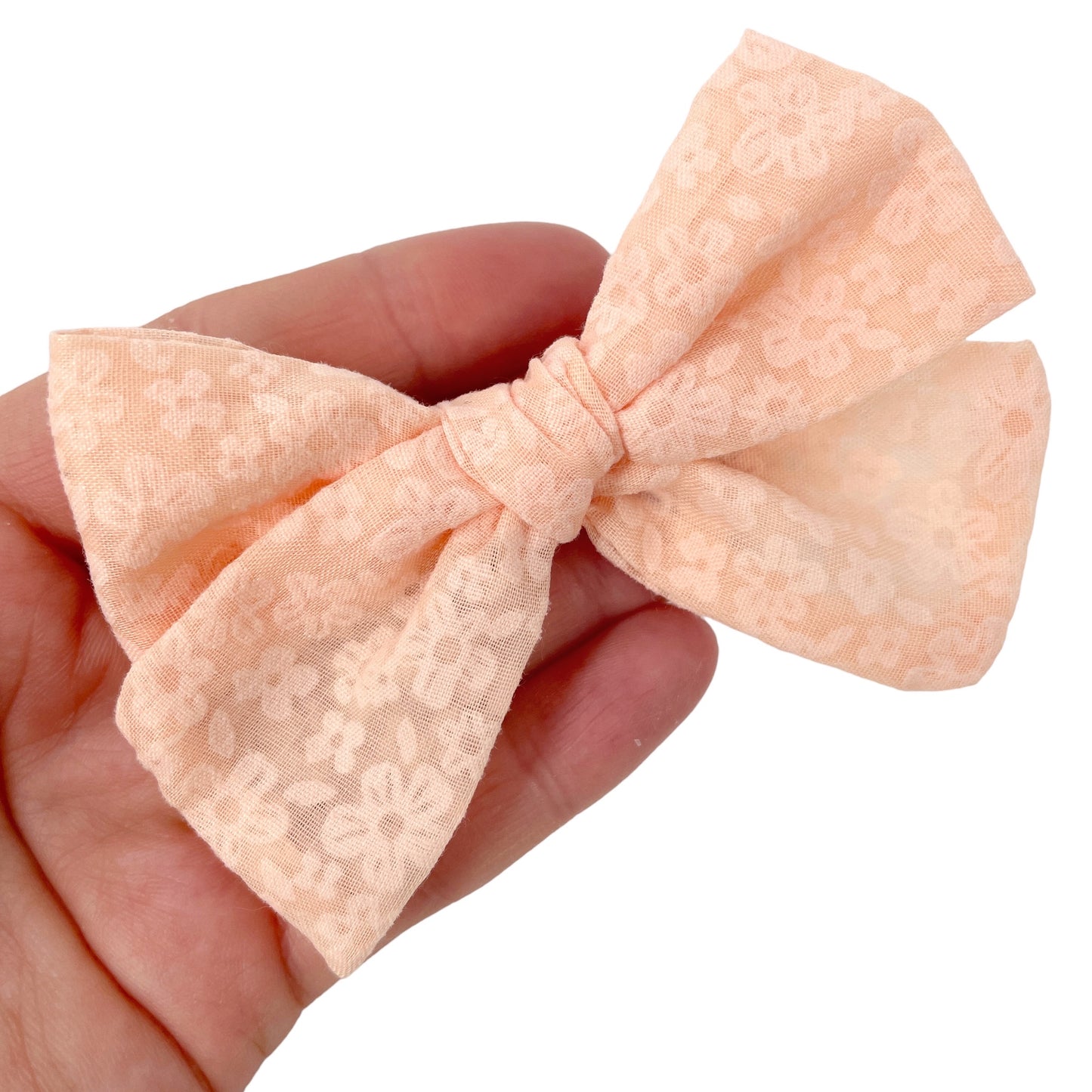 Peach Floral Mesh Pinwheel Bow