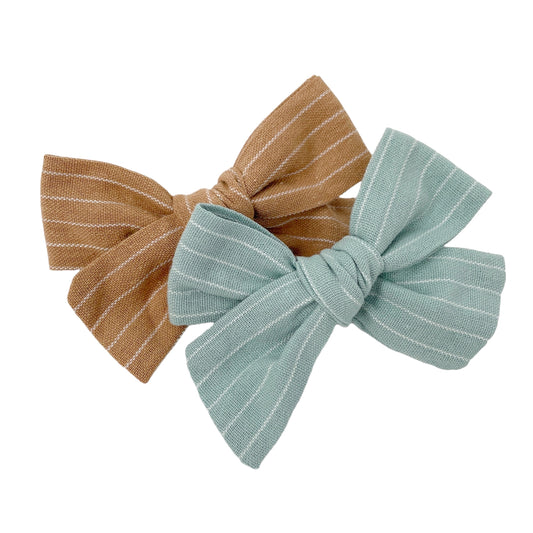 Pinstripe Linen Pinwheel Bow