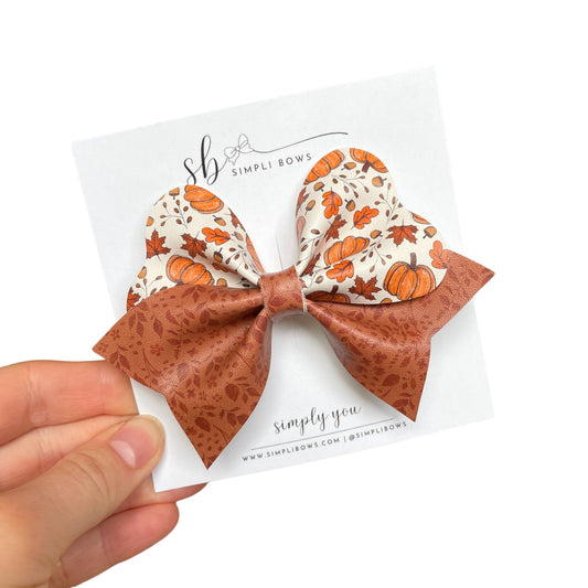 Autumn Leaves Faux Leather Bow