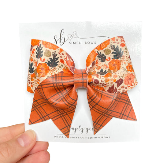 Fall Twirl Faux Leather Bow